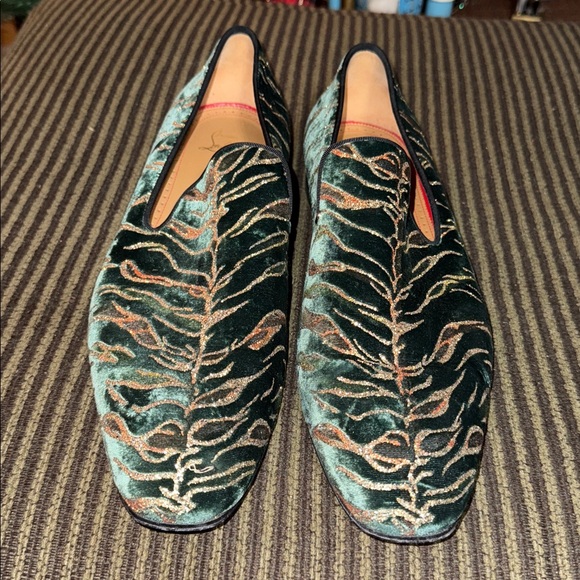 Mens sz 11 Christian Louboutin velvet animal print dandelion loafers - Picture 2 of 4